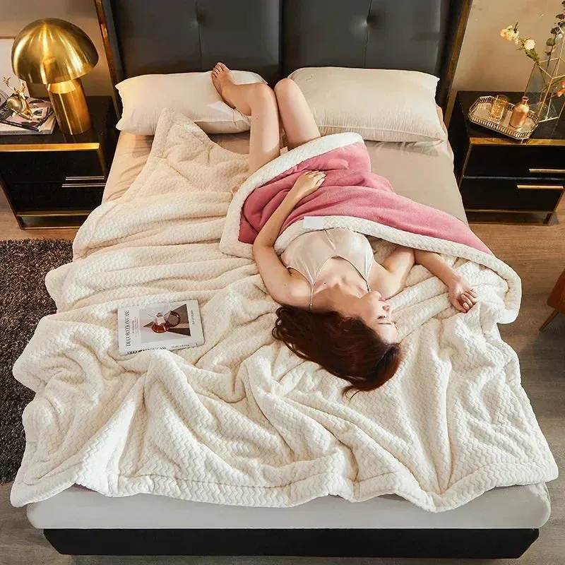 SINOTAO  -  Autumn Winter Keep Warm Blankets for Beds Super Soft Comfortable Fleece Blanket Anti-Pilling Flocked Warmth Weighted Blanket