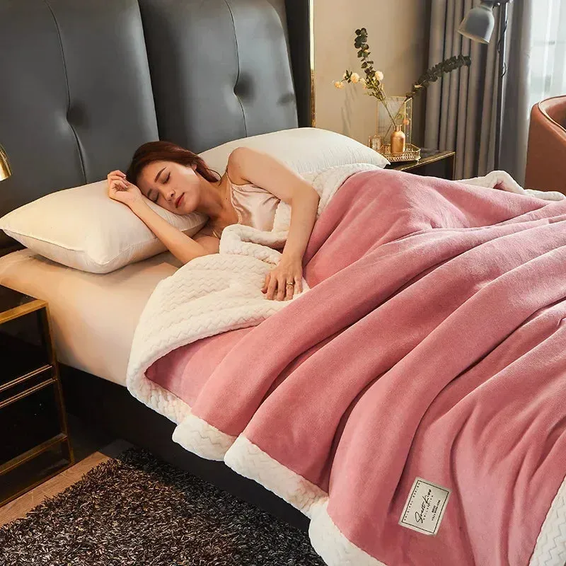 SINOTAO  -  Autumn Winter Keep Warm Blankets for Beds Super Soft Comfortable Fleece Blanket Anti-Pilling Flocked Warmth Weighted Blanket