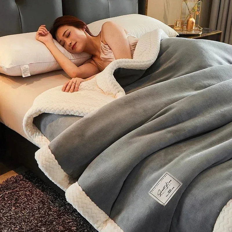 SINOTAO  -  Autumn Winter Keep Warm Blankets for Beds Super Soft Comfortable Fleece Blanket Anti-Pilling Flocked Warmth Weighted Blanket