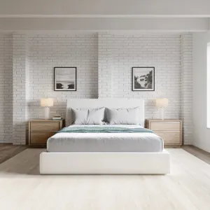 Solari Modern Platform Bed in Pearl