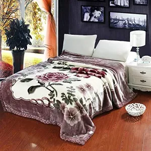 WINSTON HOME Rose Printed Korean Double ply Double Bed Mink Blanket with Fancy Bag Packing - Pack of 1